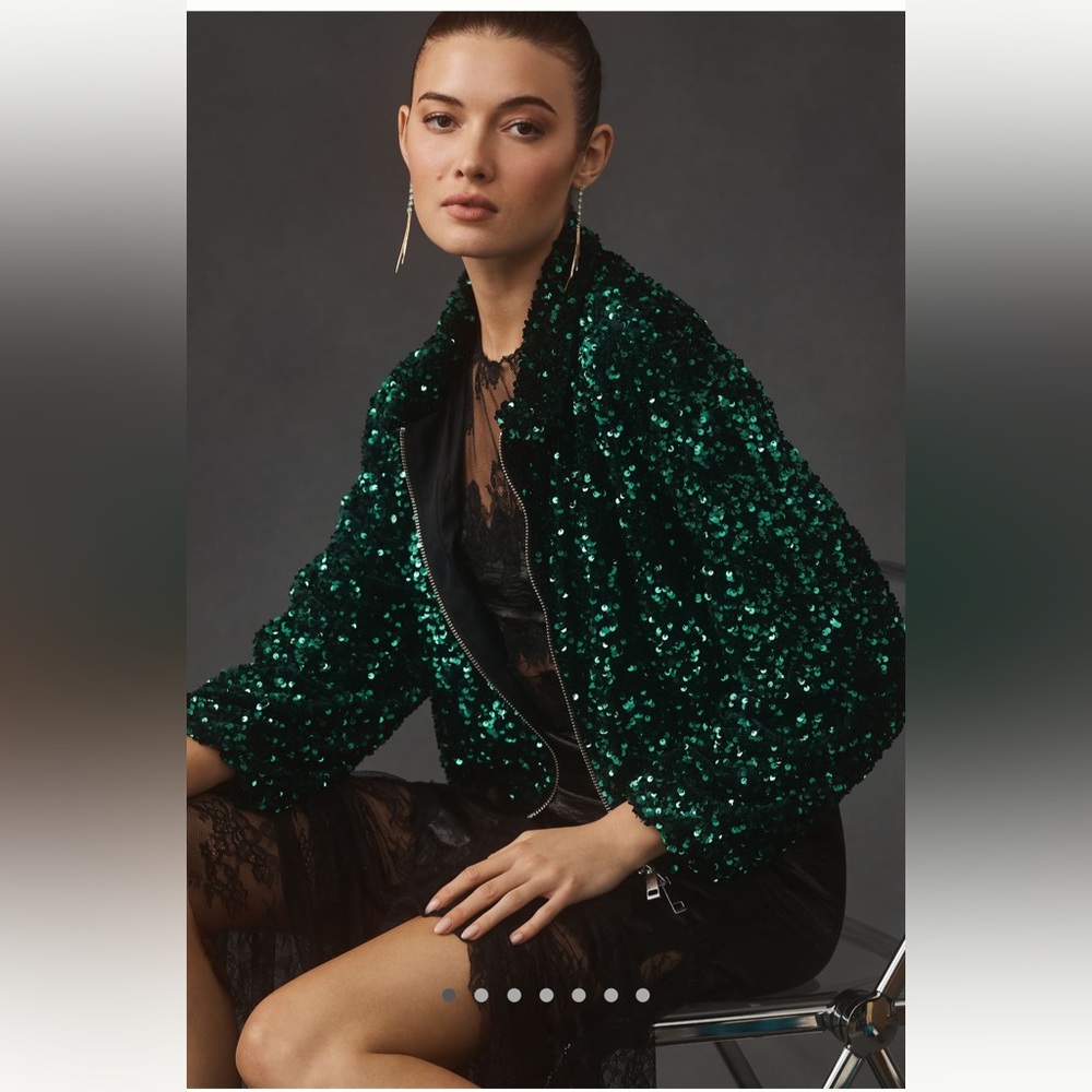 ANTHROPOLOGIE NWT MAEVE SEQUIN BOMBER JACKET 🤍